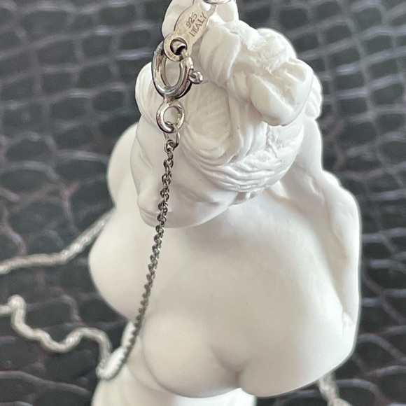 NEW Peoples Jewellers White Sapphire Double Frame Pendant in Sterling Silver - Picture 5 of 8